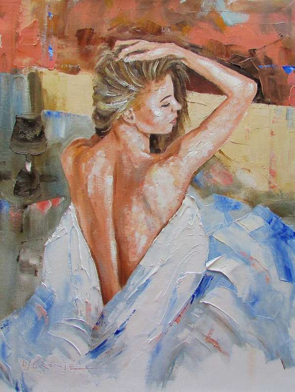 Semi nude, oil painting by Danie Cronje, unframed